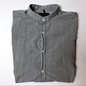 Zara Gray Banded Collar Shirt